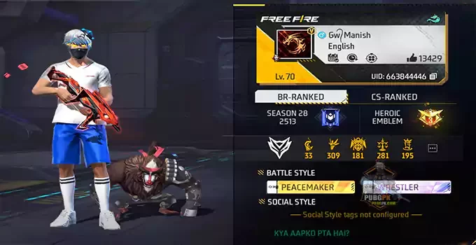 GW Manish’s Free Fire MAX ID, stats, KD ratio, headshots, and monthly income in August 2022
